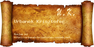 Urbanek Krisztofer névjegykártya